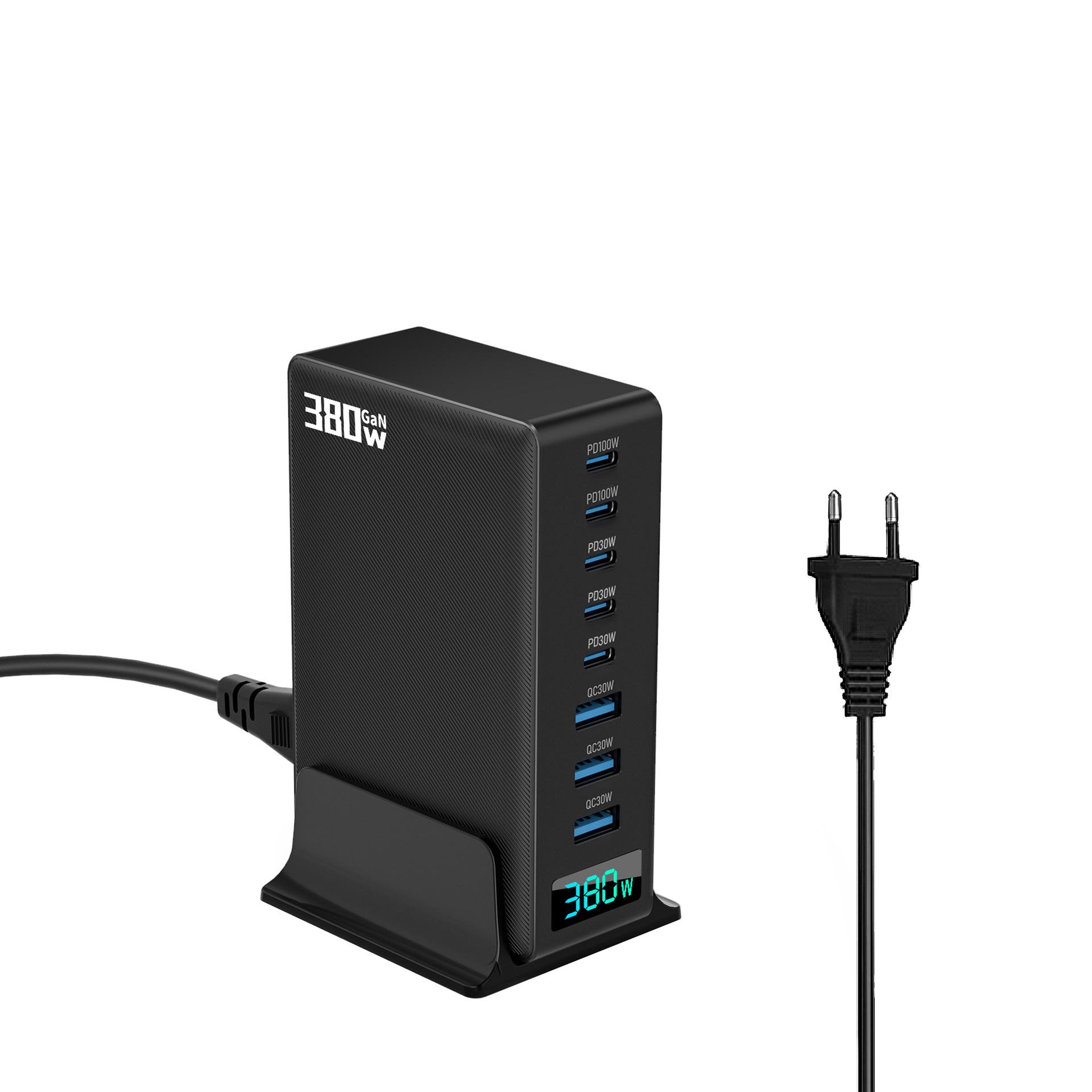 

380W Gallium Nitride PD Charger: 8-Port Multi-Function Desktop Charger, 5C3A