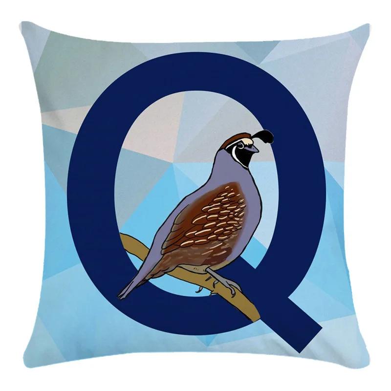 Animal Print Pillowcase Cushion Cover Super Soft Peach Skin  Fashion Blue Letter