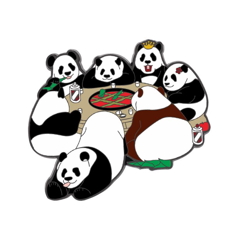 

China Panda Bear Enamel Pins Chengdu Travel Souvenir Postage Stamp Hotpot National Treasure Brooches Lapel Badge Jewelry Gifts