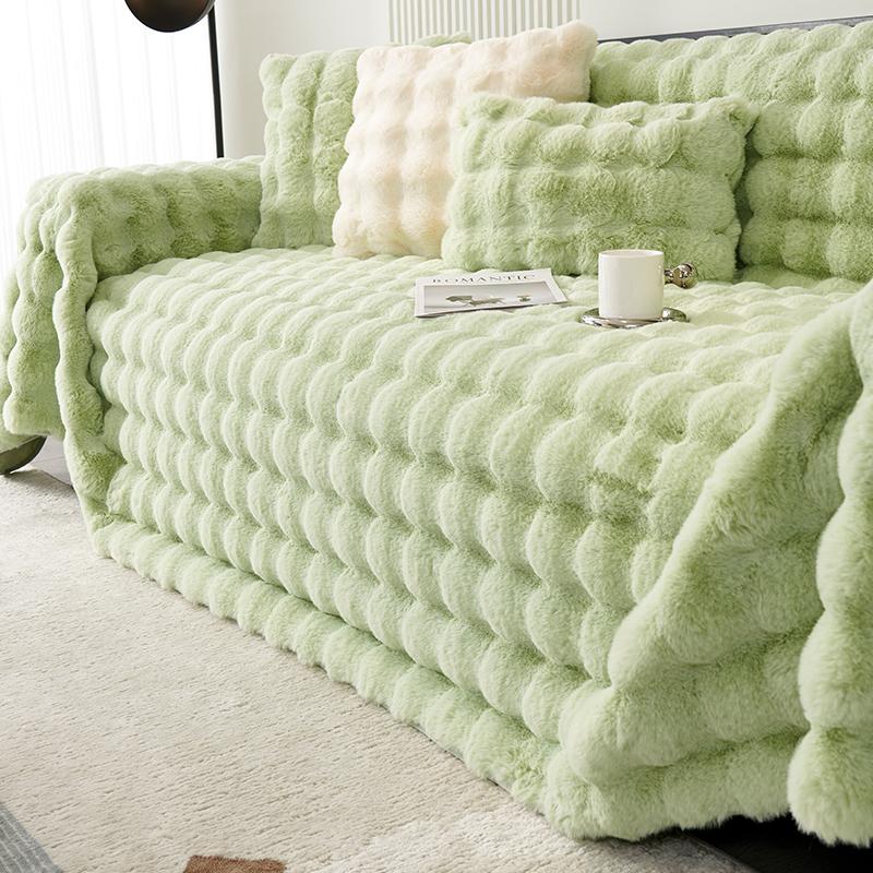 Rabbit Plush Sofa Towel New Winter Warm Thickened Sofa Cover Non-slip Living Room Dust Blanket