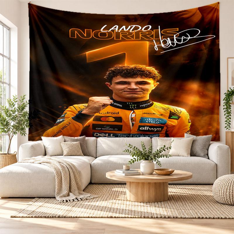 Lando Norris Wandteppich, Weicher Stoff Wandbehang, Dekorative Kulisse Für Schlafzimmer Heim Wandkunst