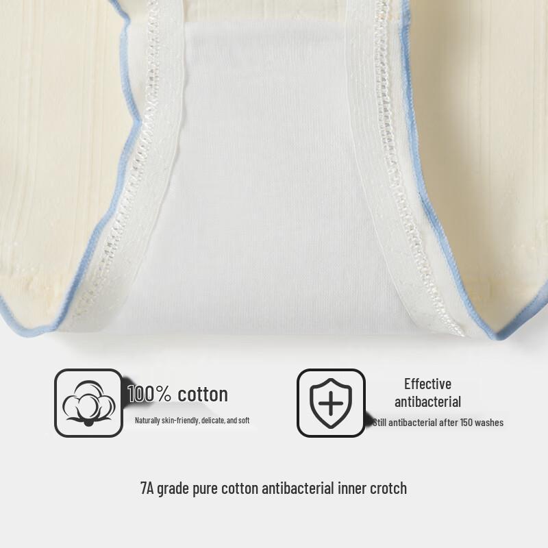 Nei Xiao Ban Women's 7A Cotton Antibacterial Mid-Waist Briefs (4-Pack)