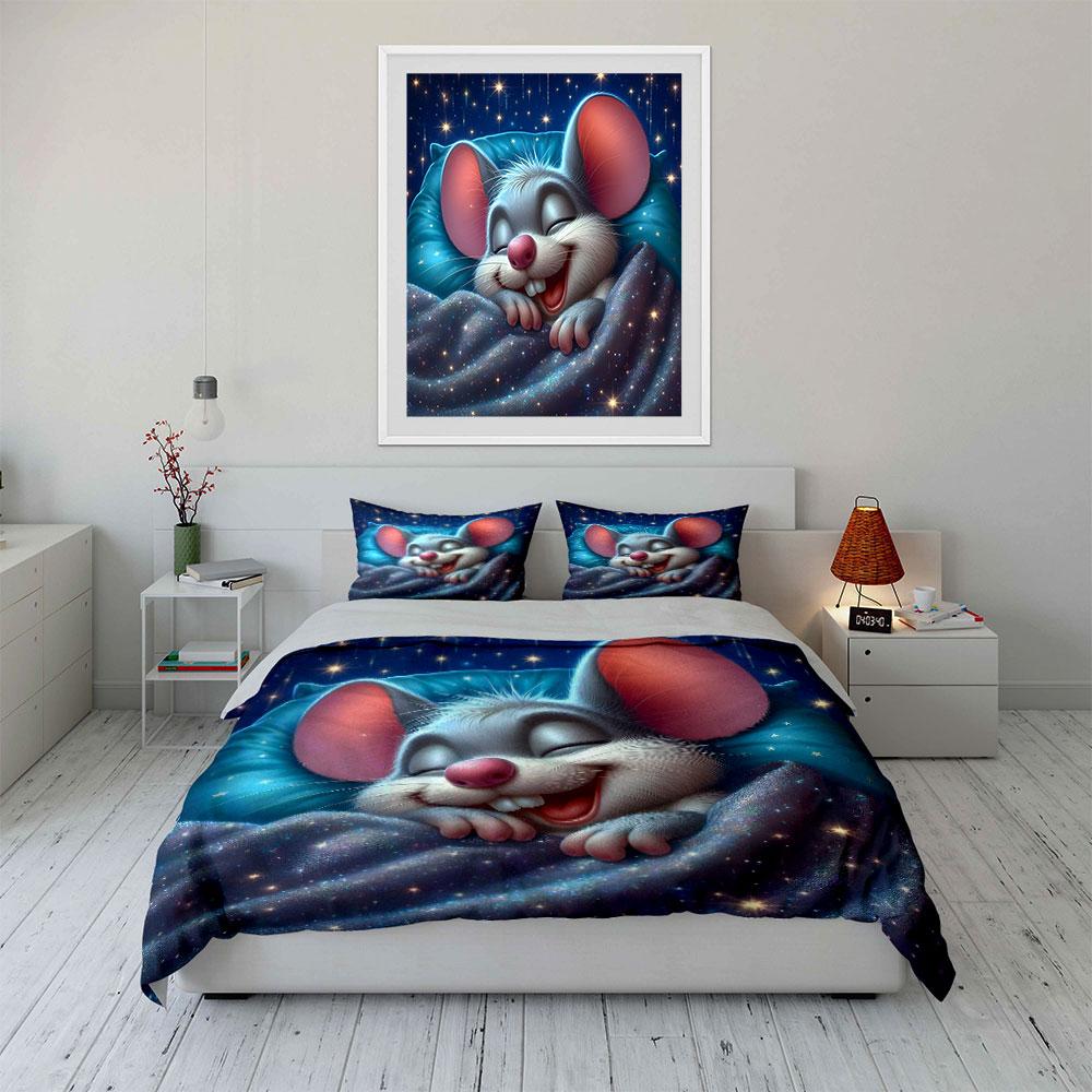 Cute Mouse Bedding Set - Kids Room Decor Soft Comfortable Duvet Cover Bedding Set Included 1*Duvet Cover & 2*Pillowcases, Gift