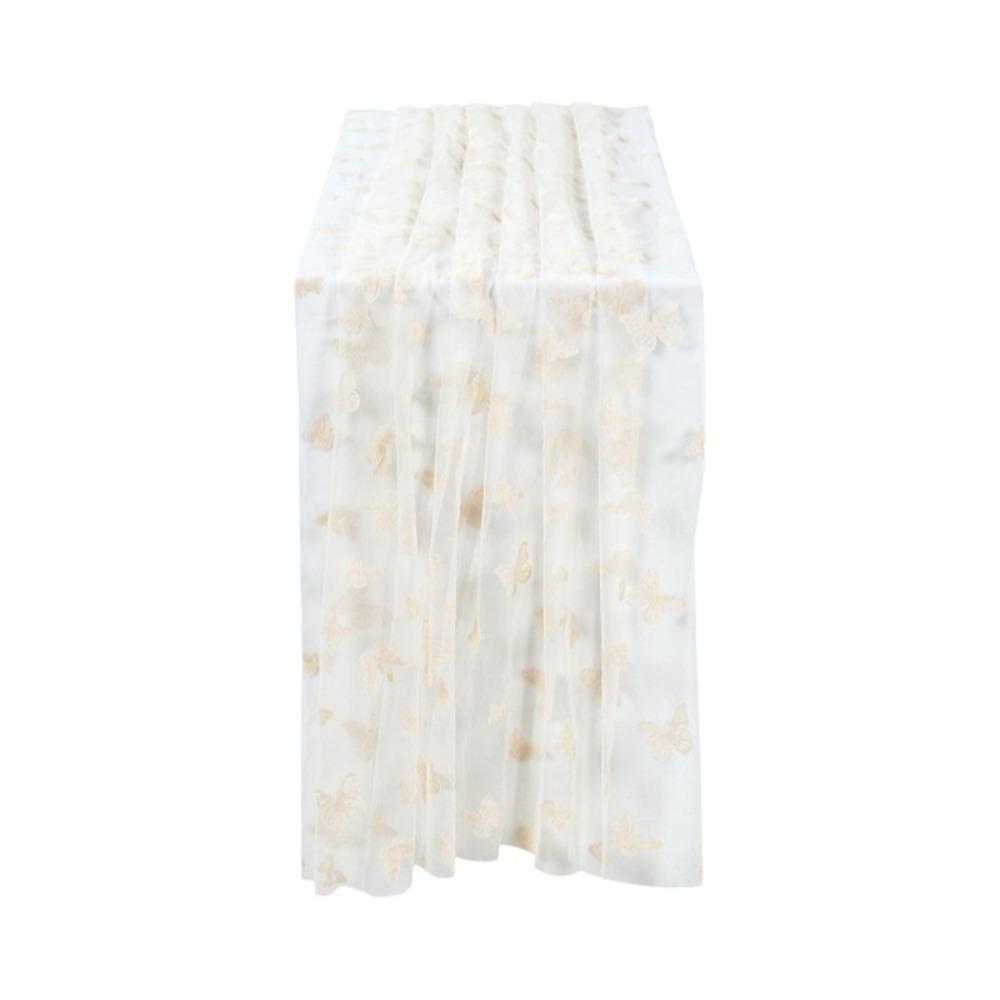 Semi-Transparent Wedding Table Runner Romantic Gauze Tablecloth  Baby Shower бежевый