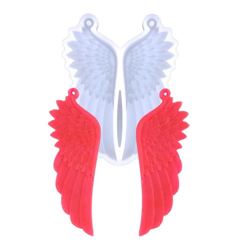 Diy Crystal Epoxy Earrings Mold Dangle Pendant Decorations Mold Three-dimensional Angel Wing Mirror Silicone Mold