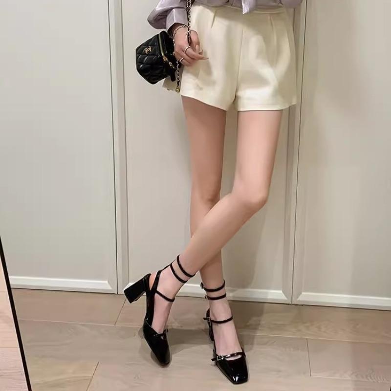 Fashion Luxury Sandals for Women 2025 Summer New High Heeled Sandal Fashion French Square Toe Moller Shoes for Women Leather Party Pumps