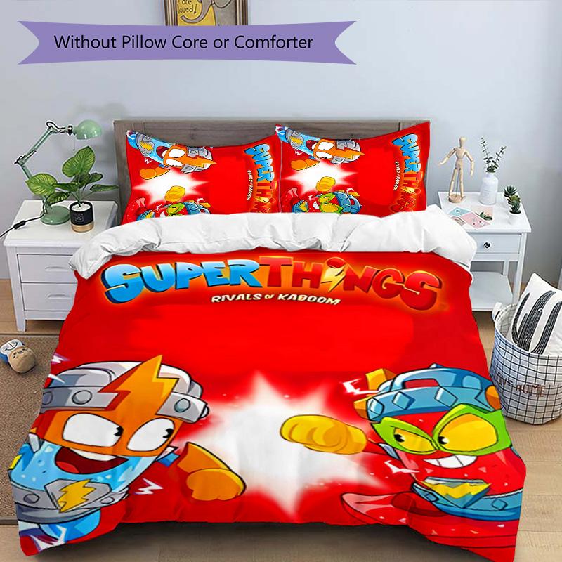3pcs Superthings2 pattern bedding set duvet cover set includes duvet cover &pillowcases, perfect all season bedroom decoration & gift