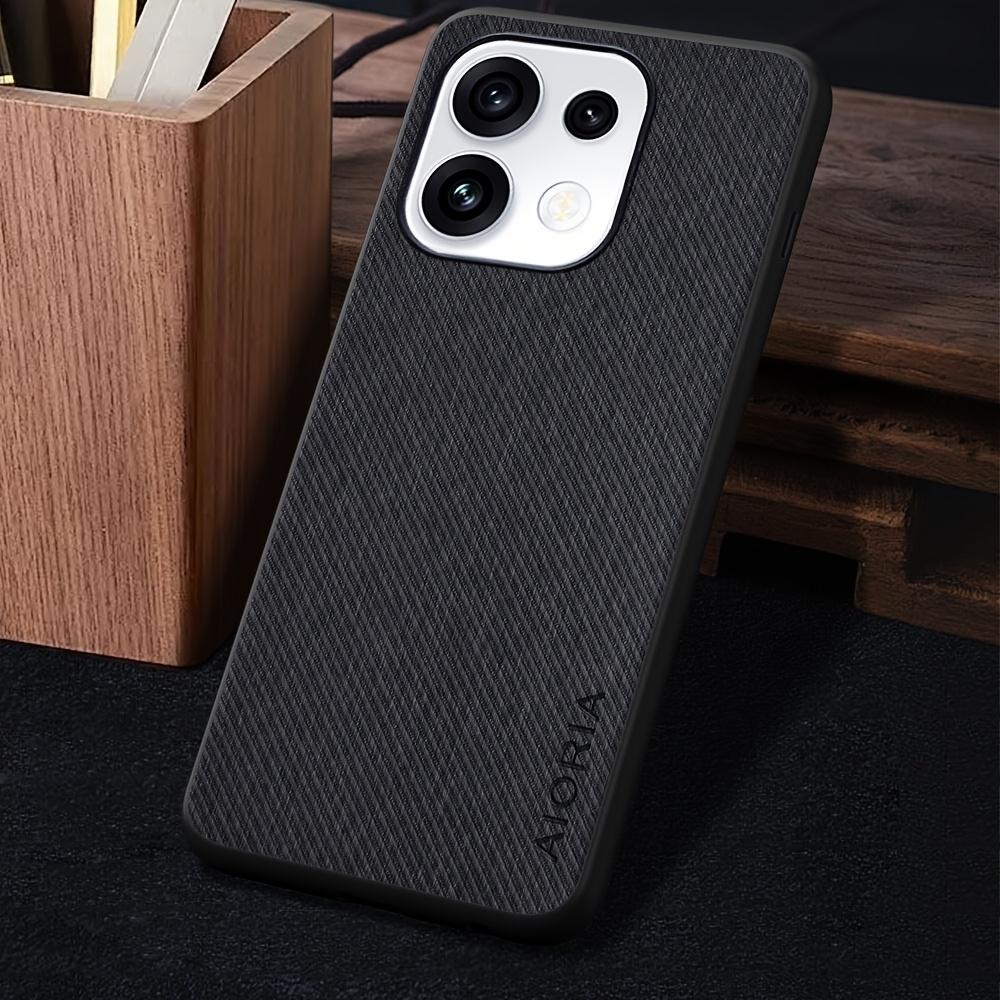 Phone Case - Phone Case for OPPO Reno 16 Pro 5G Global Case, Vintage Washed Twill Texture Faux Leather Protective Back Oppo Reno 16Pro чёрный