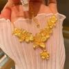 Gold-Tone Floral Engagement Pendant Necklace – Long-Lasting Color and Fade-Resistant