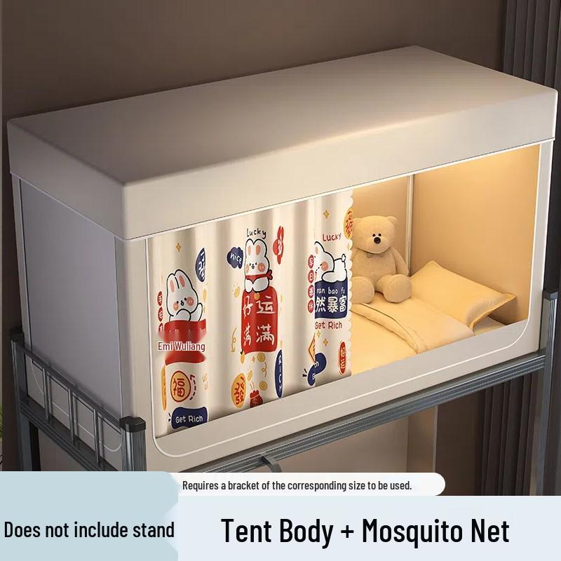 University Dorm Blackout Privacy Curtain - 3-Door Mosquito Net for Bunk Beds