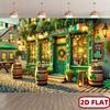 Irish Pub Scene Tapestry Traditional Bar Decor St Patricks Day Theme for Man Cave Game Room Entertainment Area Rustic Atmosphere