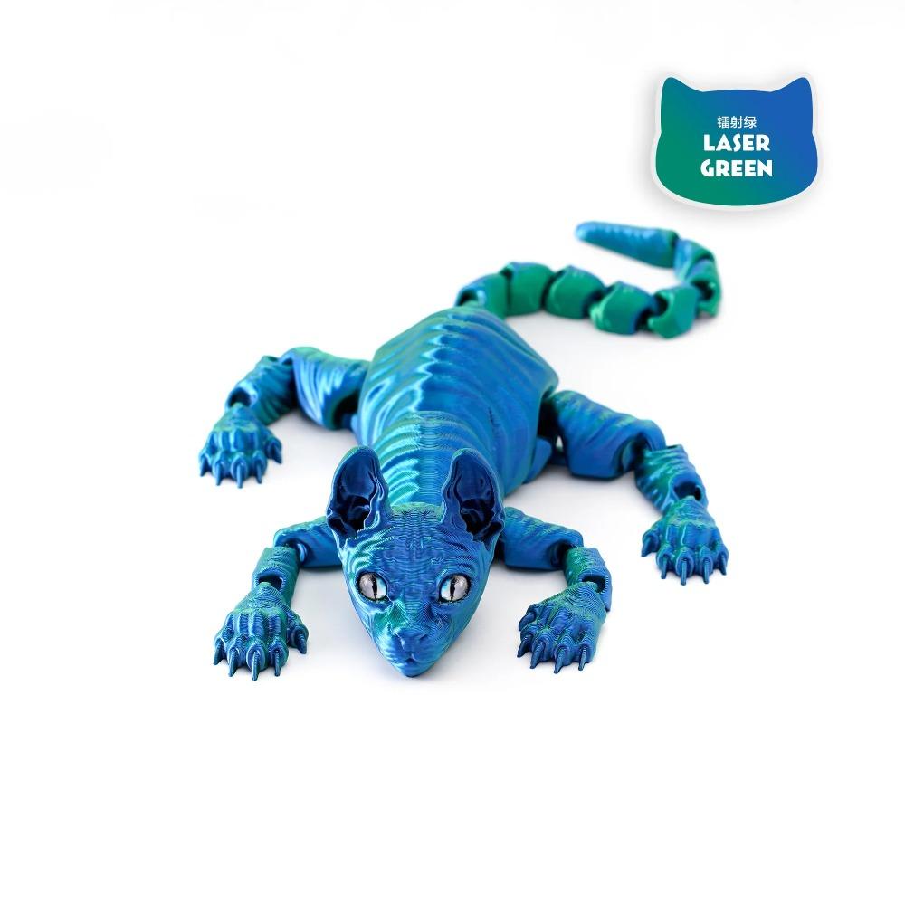 

3D-печатная кошка сфинкс, игрушка-животное, реалистичная бесшерстная фигурка, подвижная кошка, игрушка-непоседа для любителя кошек, коллекционера, украшение для дома зелёный