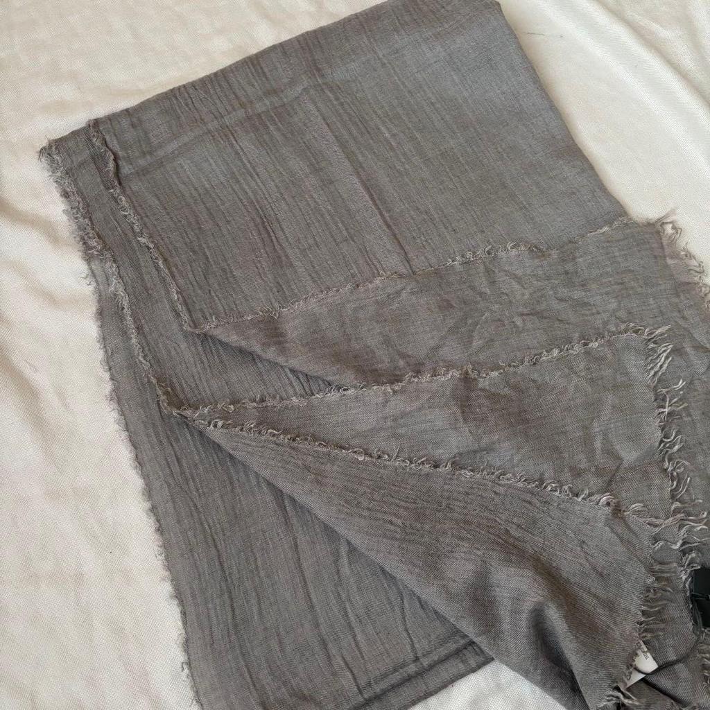 Used Faliero Sarti scarf, cashmere blend, gray, plain, spring, summer, lightweight