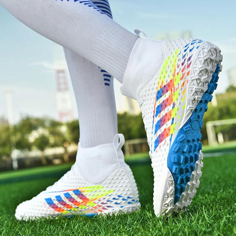 New Soccer Shoes Men Soft Grass Training Long Stud Sports Shoes Men Breathable Anti-slip Professional Football Boots Men