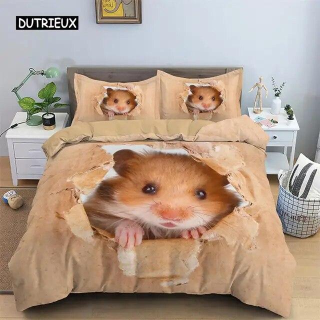 Cute Dog Bedding Set Microfiber 3D Pet Puppy Duvet Cover Animal Theme Quilt Cover Single Queen King For Child Boys Girls Bedroom
