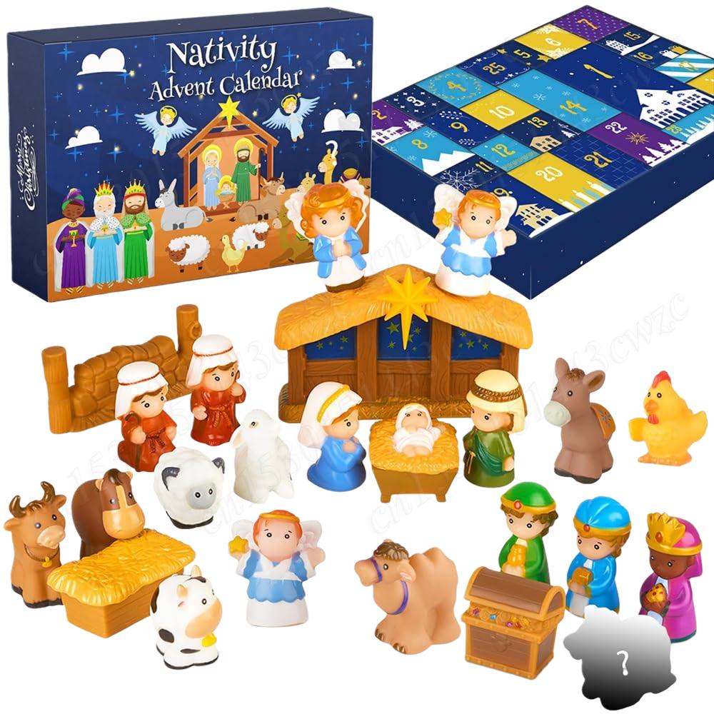 24 Days Nativity Advent Countdown Calendar 2025 Christmas Story Nativity Playset Christian Religious Advent Calendar For Kids