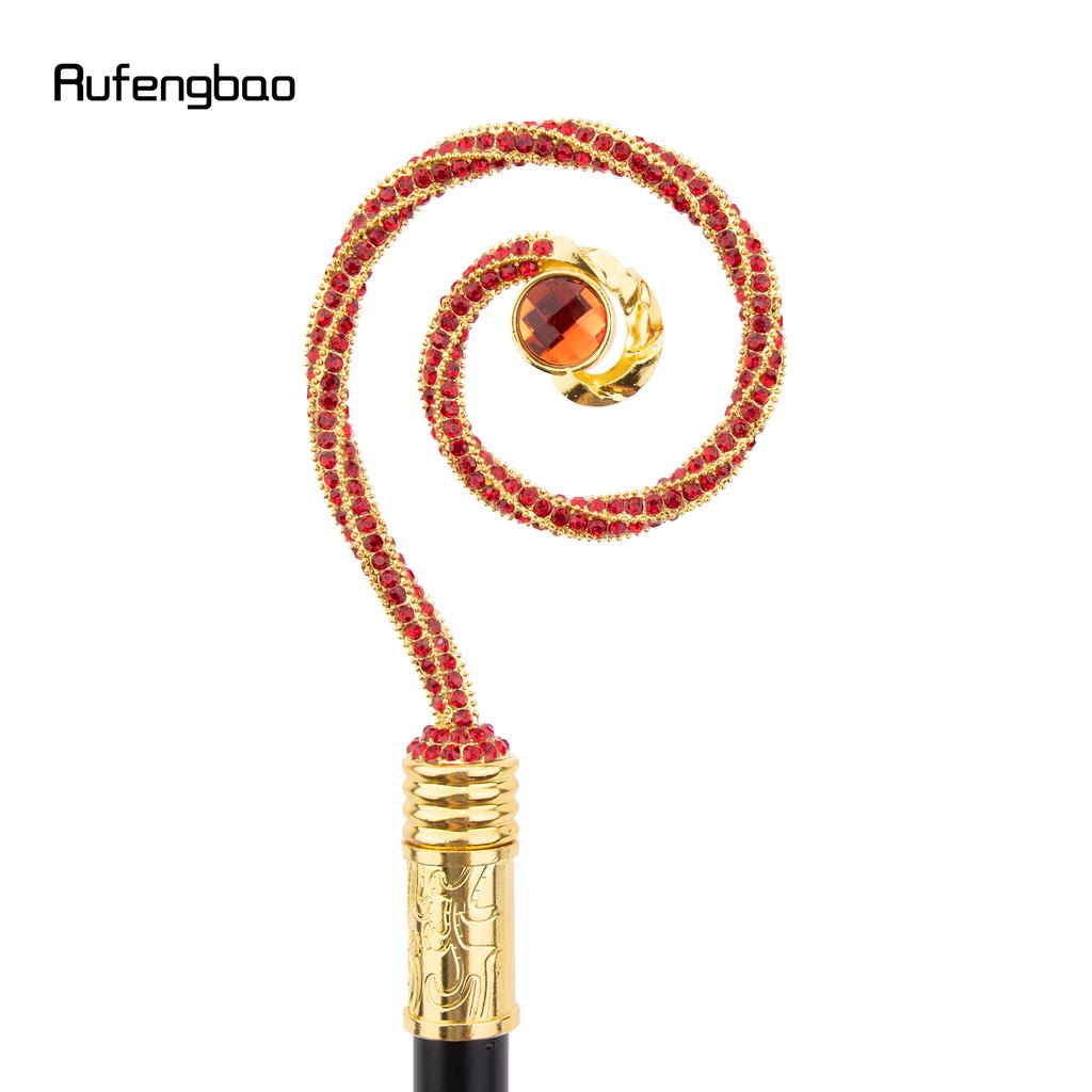 Golden Red Hanger Red Diamond Fashion Stick Decorative Cane Elegant Fashion Cane Cosplay Alloy Crosier Vintage Stick 90cm