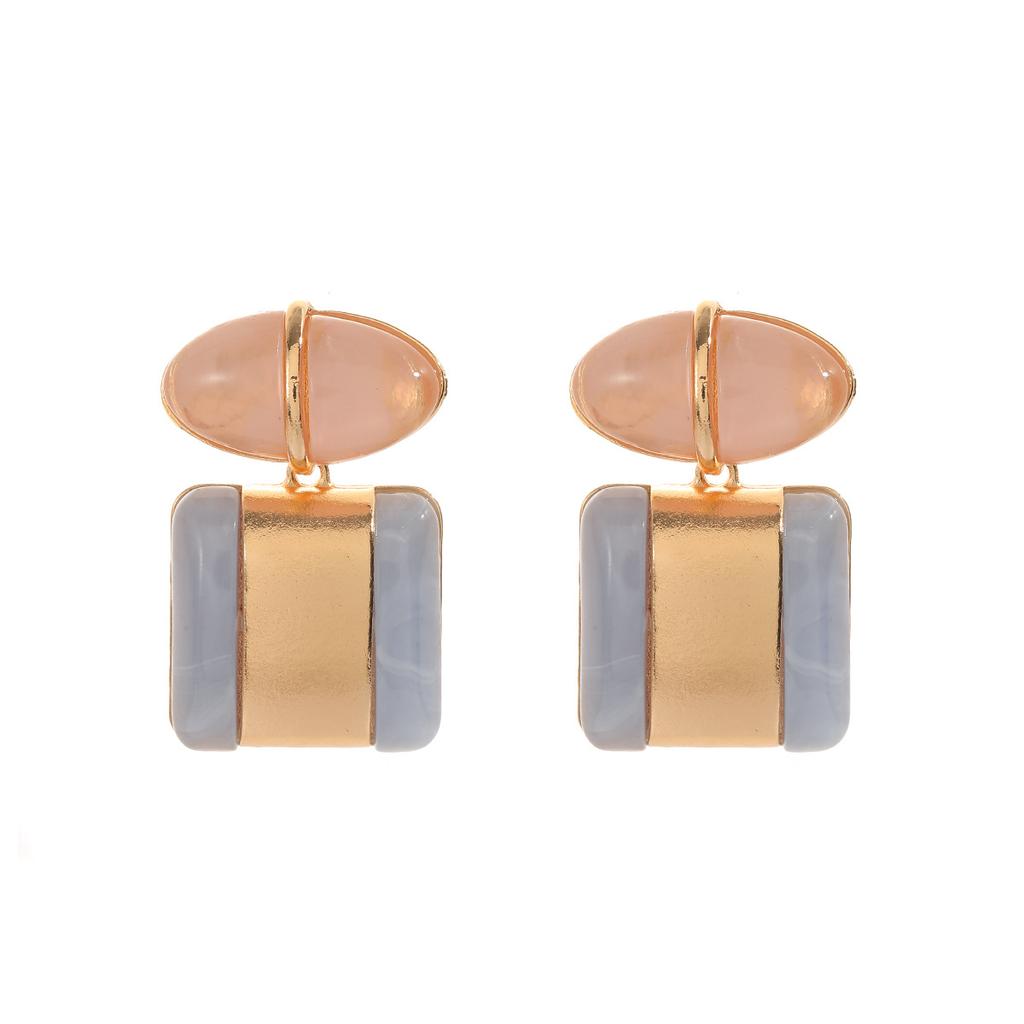 Ladies' Dopamine Fashion Contrasting Geometric Resin Earrings, Niche Geometric Earrings