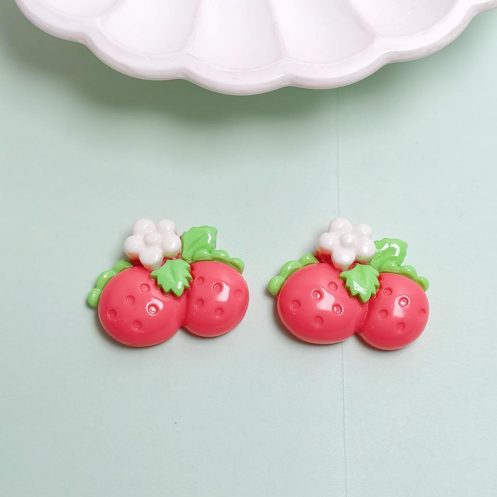 100pcs Cartoon Green Plant Flowers Flatback Resin Cabochon for Phone Hair Accessories DIY Scrapbooking Valentines Decor Craft