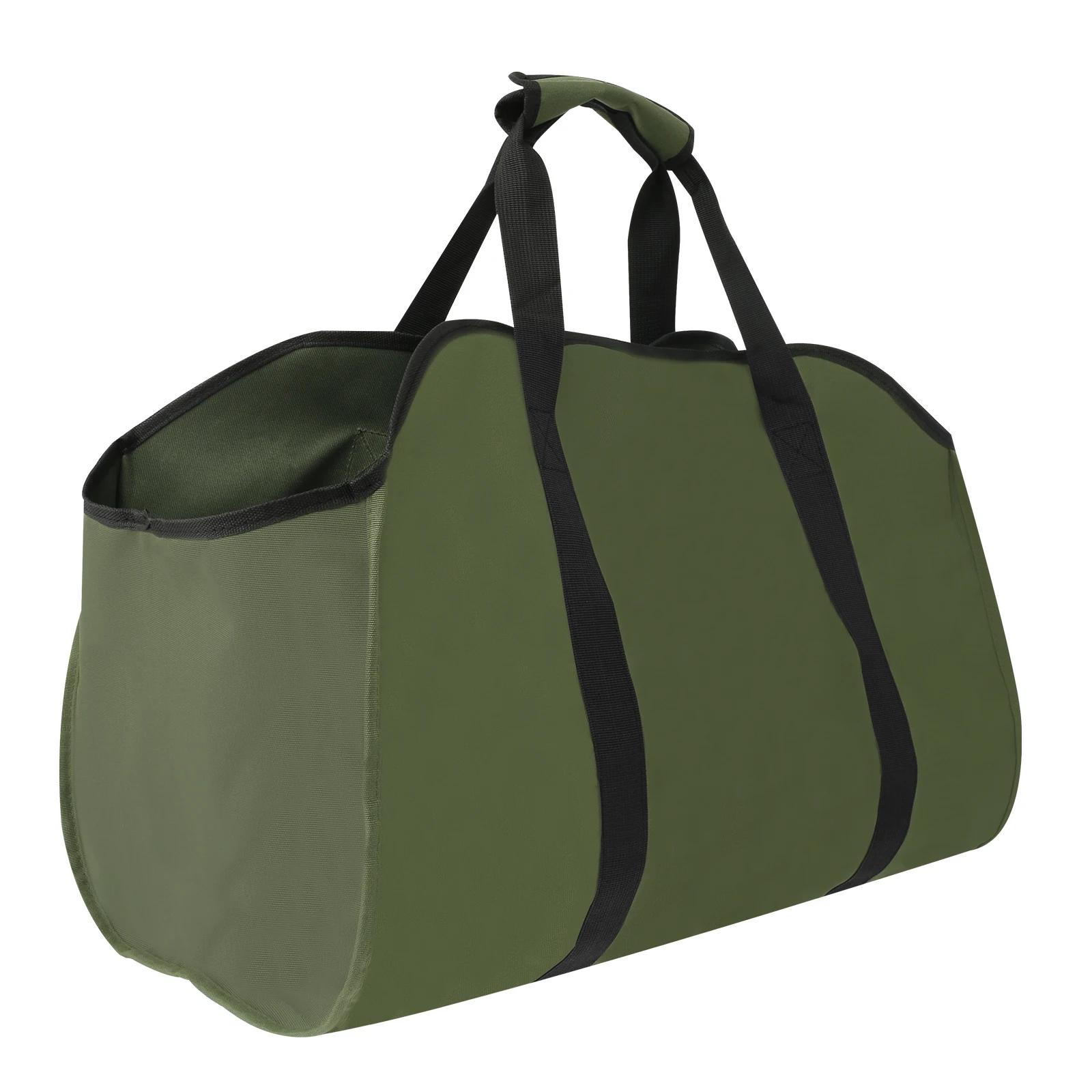 

Новая сумка-тоут для хранения дров, большая вместимость, сумка для хранения дров, переноска для бревен из ткани Оксфорд, держатель для дров, сумка для переноски дров зелёный