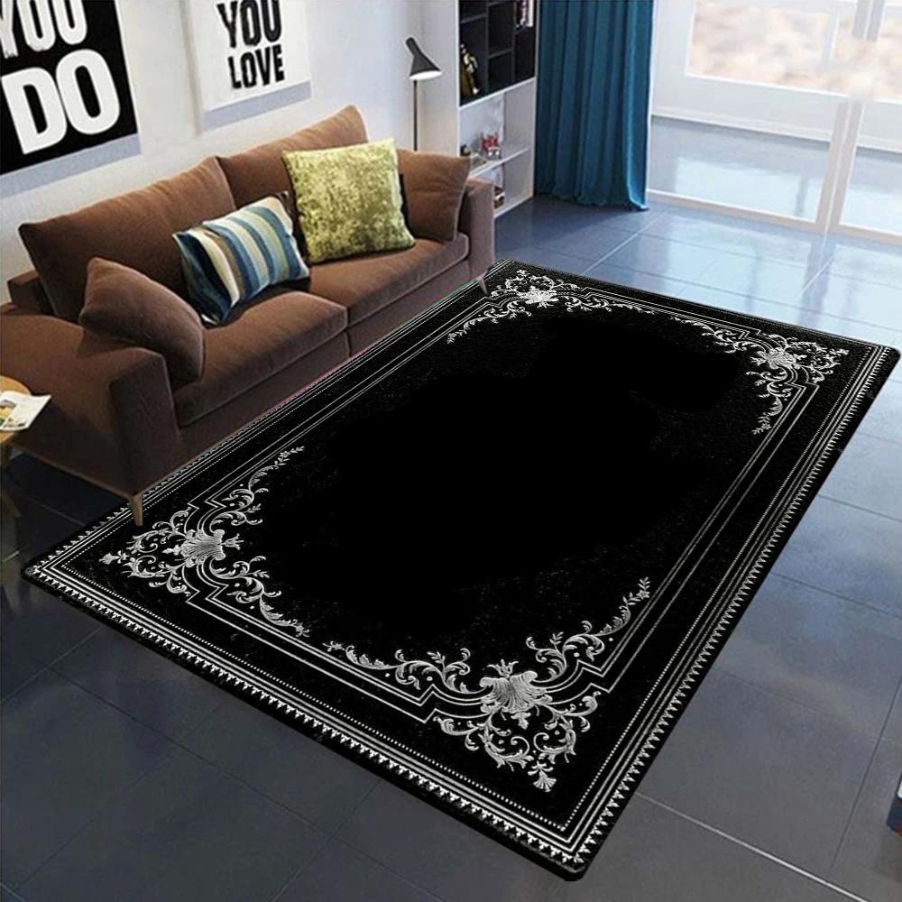 Gothic Black White Carpet Mat Rug Vintage Pattern Non-Slip Floor Mat for Living Room Bedroom Decoration May Be Given As A Gift