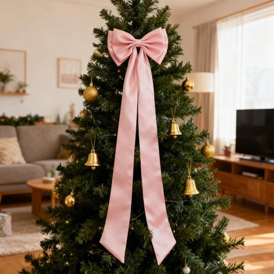 78x18.5 Inch Extra Large Christmas Tree Topper Bow Christmas Giant Satin Bow with Long Streamers for Wedding Holiday Home Party Decor