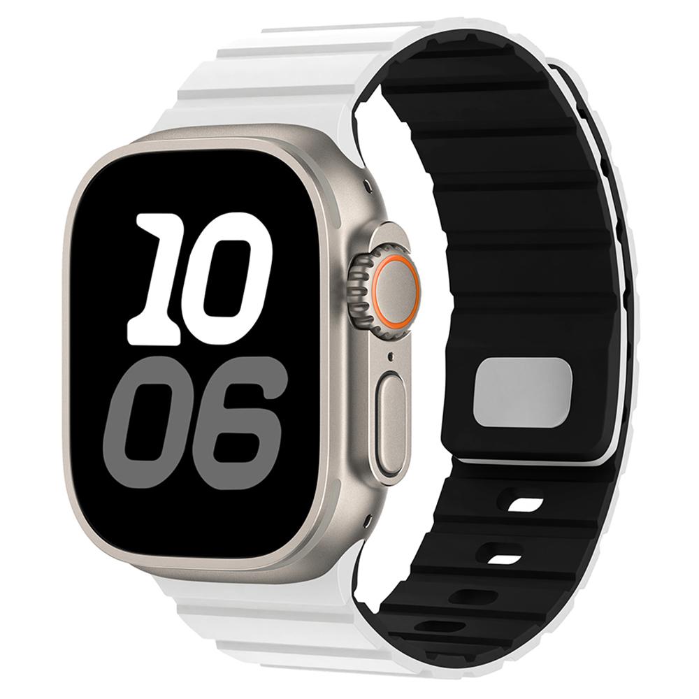 

Silicone Band for Apple Watch Series 10 9 8 7 SE 6 5 4 3 2 1 42mm 41mm 40mm 38mm Magnetic Quick Release Strap Midnight+Chocolate