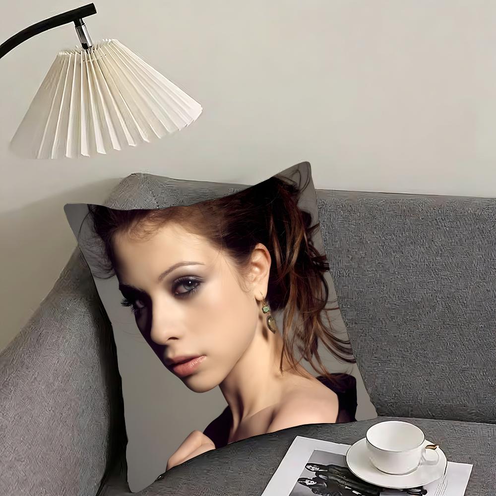 M-Michelle T-Trachtenberg Kuddfodral Vändbart Plyschkuddfodral – För bil, soffa, sovrum, perfekt som present.