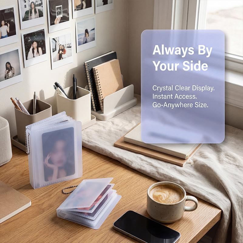 2/3inch Mini Photo Album Keychain Kpop Photo Card Holder Pockets ID Photo Idol Small Picture Storage Case PVC Binder Album Gifts