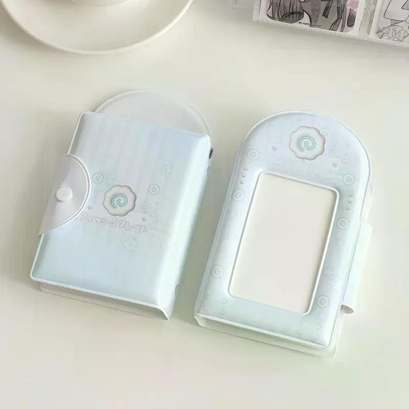 

3 Inch Photocard Holder Pink Blue Photo Album Kpop Idol Photo Card Holder Mini Instax Photos Collect Book Pictures Storage синий