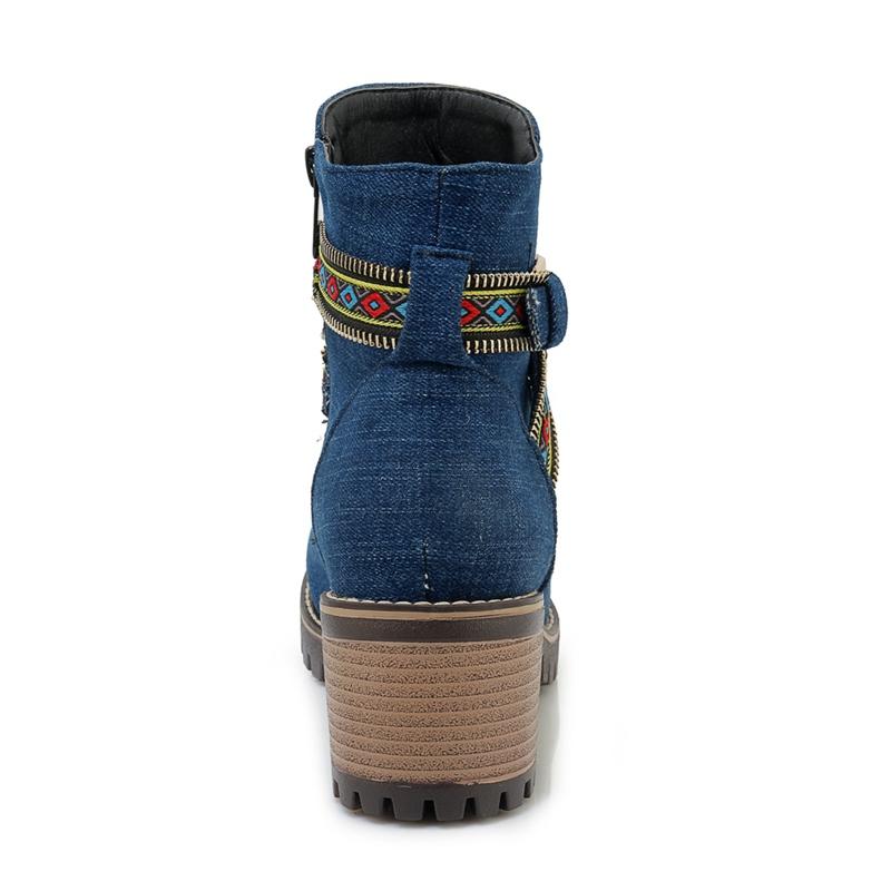 Cizme denim la modă bota feminina cizme gleznă cizme damă cowboy denim pantofi cu toc înalt pantofi sexy pentru femei botine de damărfg567