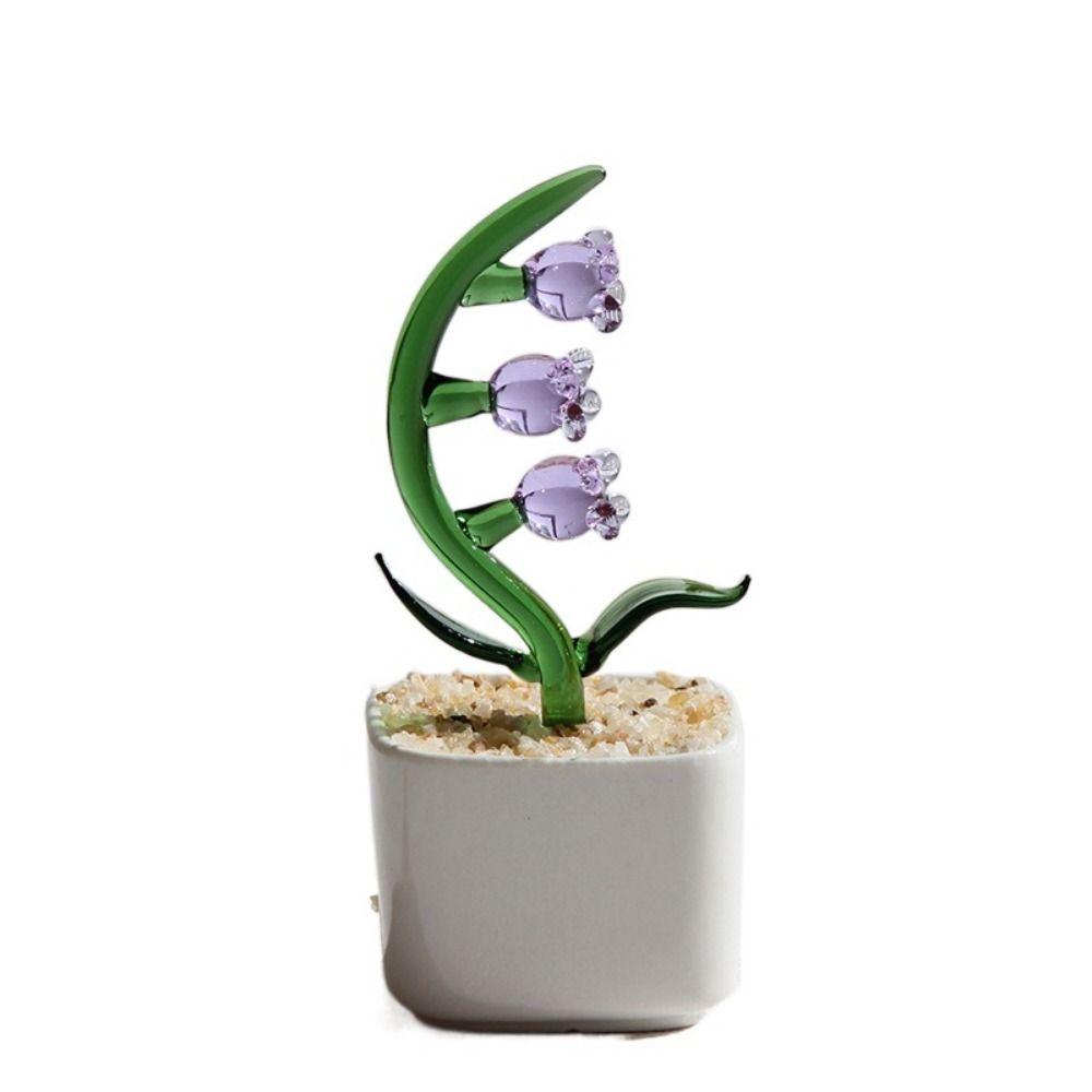 Creatieve Handgemaakte Glazen Potplanten Bloemen Ornament Platte Bodem Schattige Mini Bonsai Levendig Draagbaar Glazen Boeket Beeld Thuis