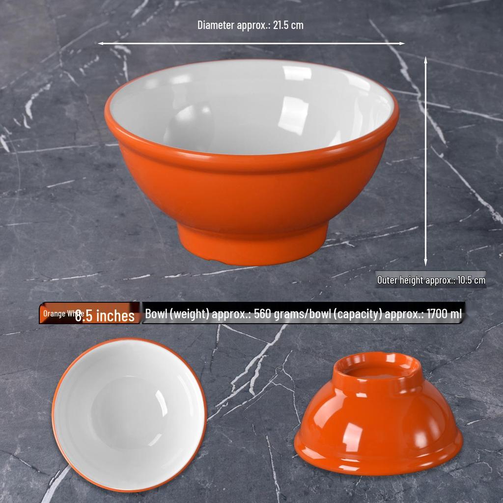 Melamine Noodle Restaurant Bowl - High-Footed, Imitation Porcelain for Wonton, Soup, Beef Rice Noodles, Mala Tang