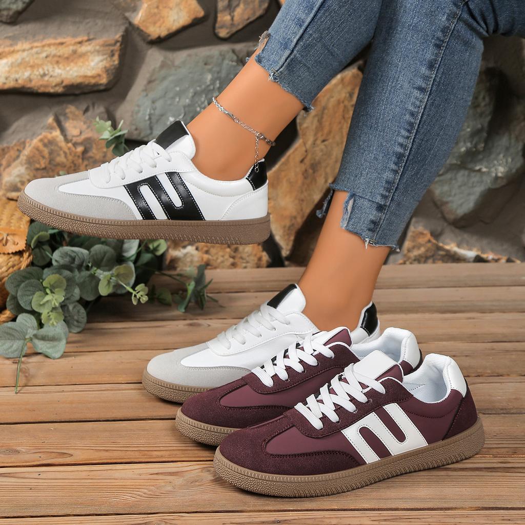 2025 Women Tennis Sneakers Flats Mixed Colors Lace-up Vulcanized Shoes Spring Autumn Outdoor Sneakers Zapatos De Mujer