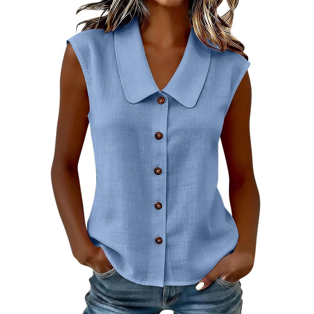 Women Elegant Commuter Sleeveless Button Cardigan Top, Fashion Blouse for Summer