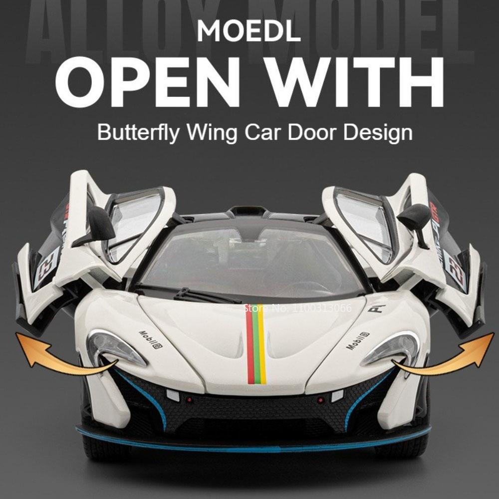 1:24 P1 720S Sports Supercar Models Toys Alloy Diecast Wheel Pull Back Miniature Sports Cars Doors Opened Car Birthday Gifts