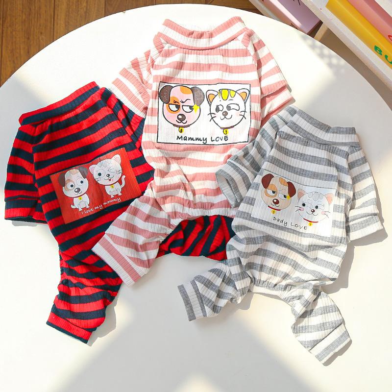 Autumn and winter loungewear four-legged two-legged pet clothes cat clothes couple dog clothes pajamas air-conditioning clothes