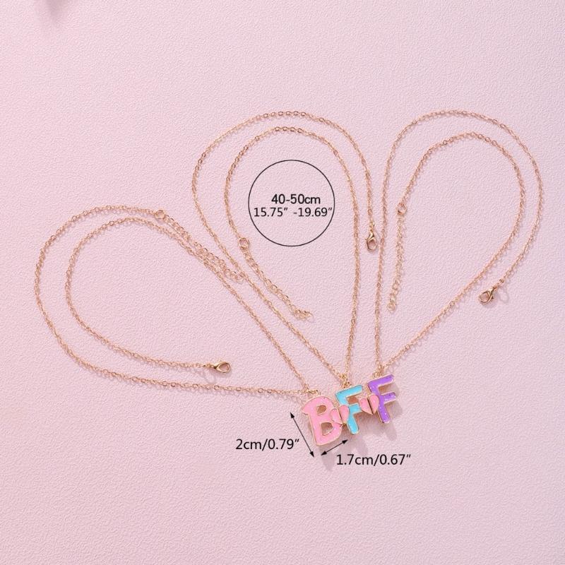 Heart Splicing Good Friend Necklace Set Fashion Clavicle Chain for 3 Girl Sister