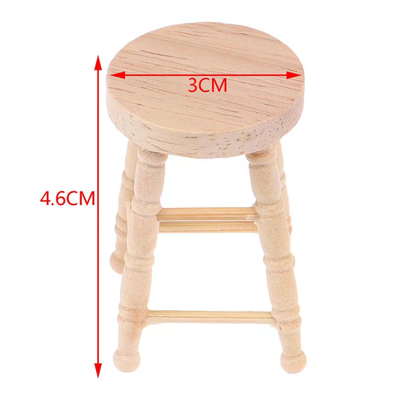 1/12 dollhouse miniature wooden stool simulation chair furniture toy decoration