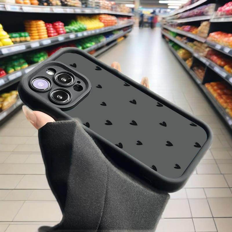 Phone Case For iPhone 16 15 13 14 Pro Max 15 11 12 14 Pro 7 8 Plus XR X XS Max SE Love Heart Print Matte Soft Shockproof Cover