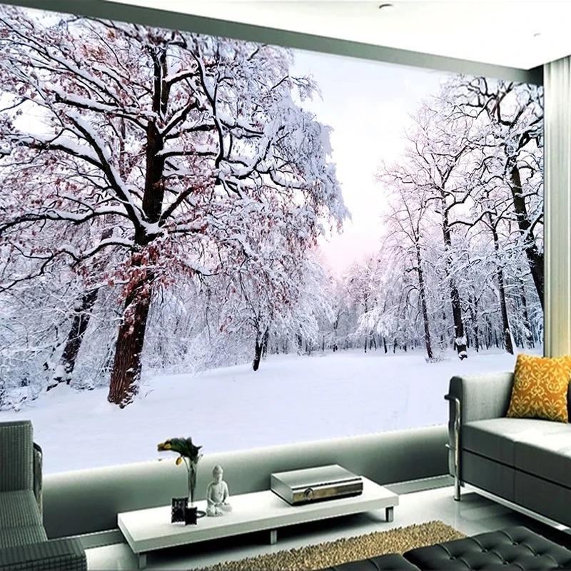 Custom 3D Wallpaper Home Decor Snow Scenery Forest Large Mural Art Wall Painting Living Room Bedroom Background Photo Wall Paper