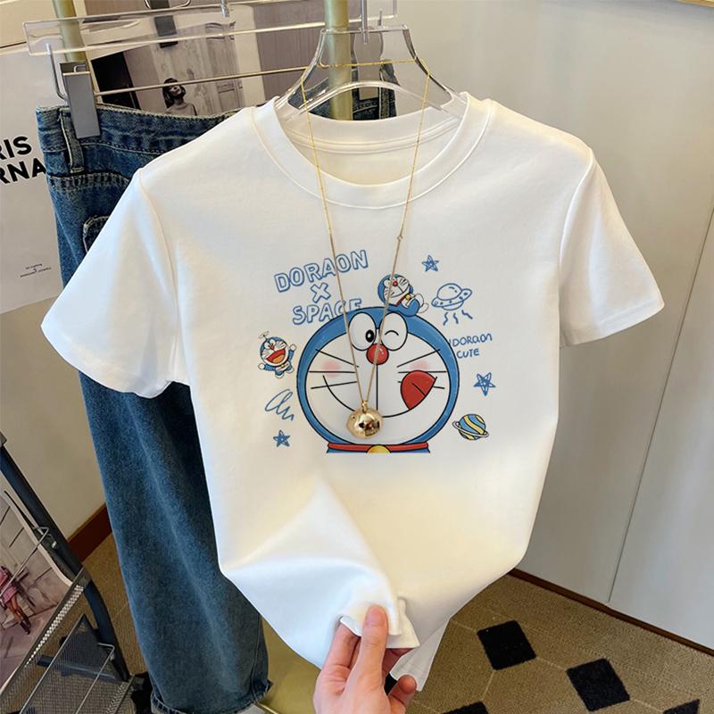 

White short-sleeved t-shirt women s summer dopamine foreign style age-reducing versatile casual niche design top S