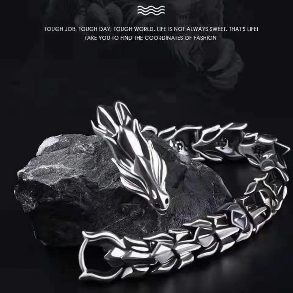 Copper Alloy Retro Faucet Dragon Grain Keel Bracelet Hip Hop Domineering Exaggerated Punk Hand Jewelry E131 Bracelet Complex
