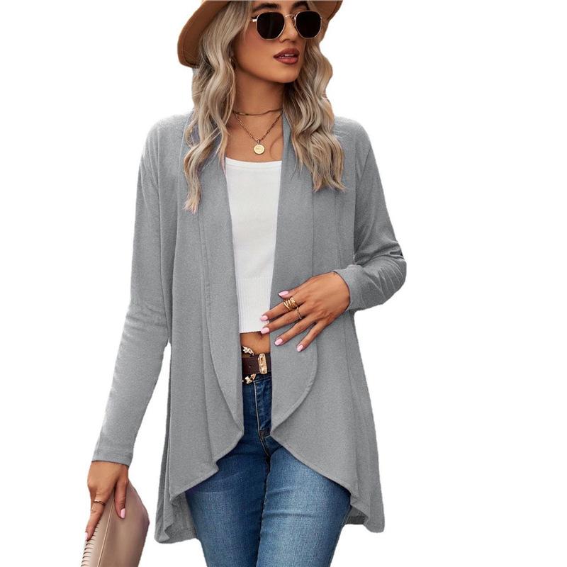 2025 European & American Autumn/Winter Women's Long-Sleeve Solid Color Loose Cardigan