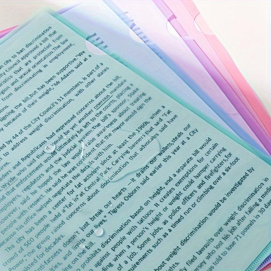 12pcs Premium PP Material Project Folders -L-Shaped A4 Document Sleeves, Durable, Waterproof Storage for Resumes, Papers & Files