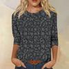 Women’s Casual Crew Neck Three Quarter Sleeve Top with Festival and Snack Print for Everyday Wear and Seasonal Events