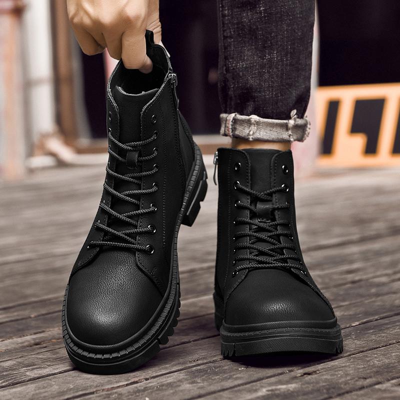 High Quality Rubber Thick Soled Wear-resistant Anti Slip Travel Boots Brand Men Leather Casual Boots Fashion Sports Hiking Boots
