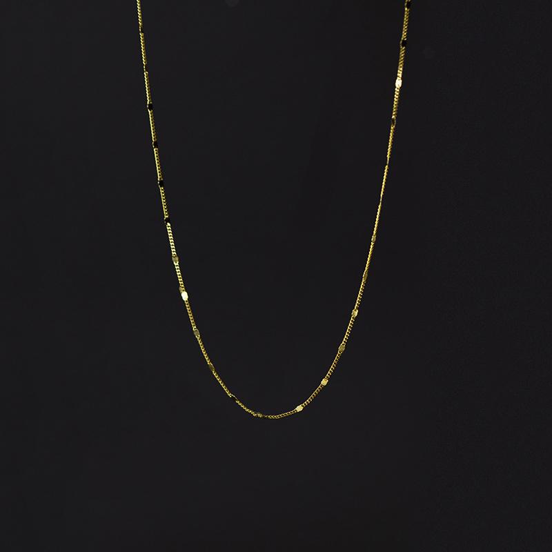

WANTME 925 Silver Simple Fashion Sideways Square Piece Chain Charm Necklace for Women Elegant Chic Jewelry Accessories золотой