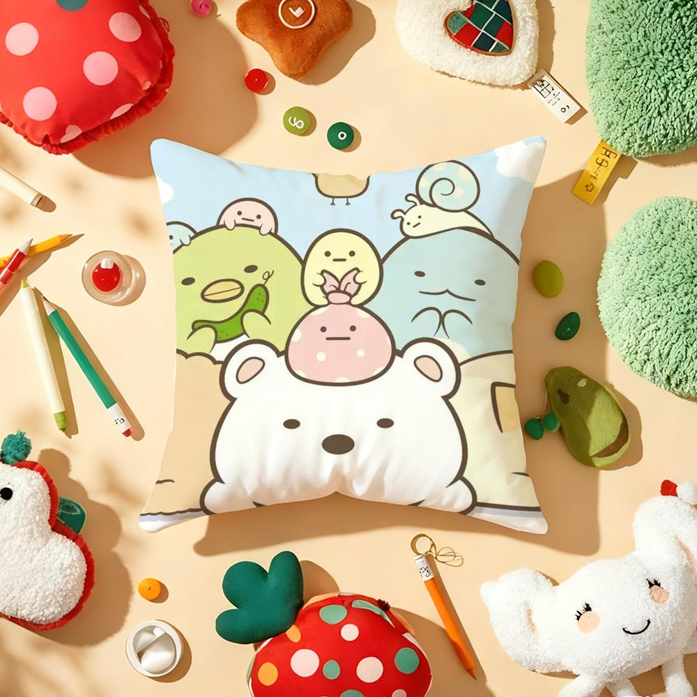 Kissenhülle Plüschstoff Weich Zweiseitig Bedruckt Sofa Warm Winter Zuhause Geschenk Kissenbezug Niedlich S-Sumikko G-Gurashi