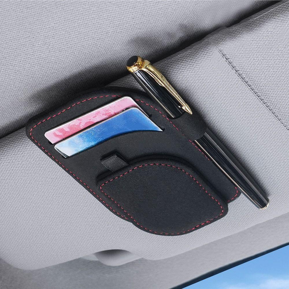 Magnetic Clip Magnetic Car Eyeglass Clips PU Leather Sunglasses Storage Case Auto Accessories